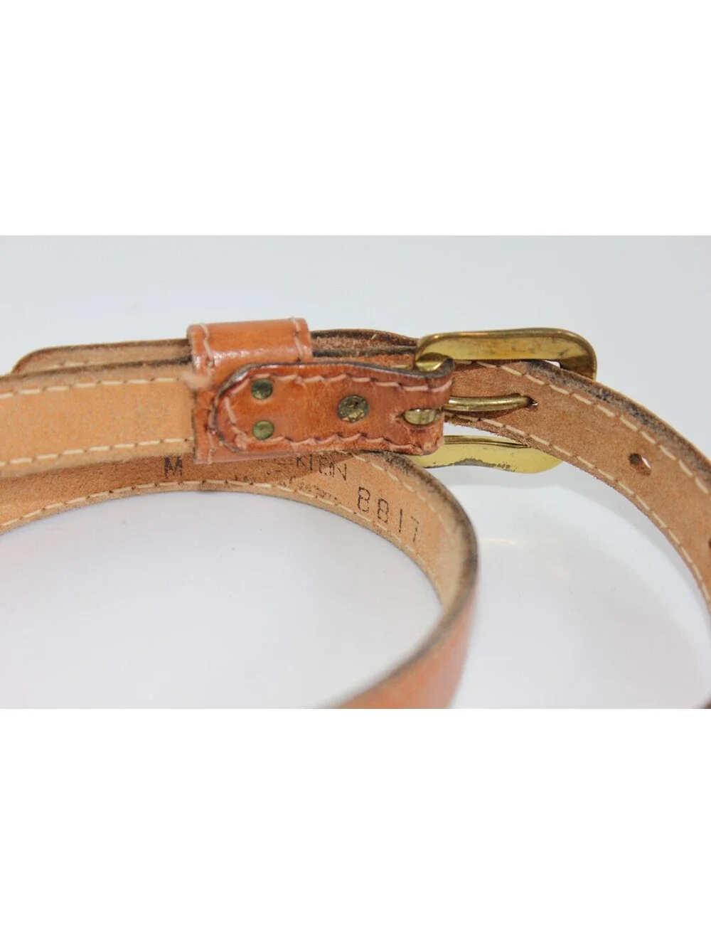 Vintage Anne Klein for Calderon British Tan Genuine Leather Skinny Belt - Size M